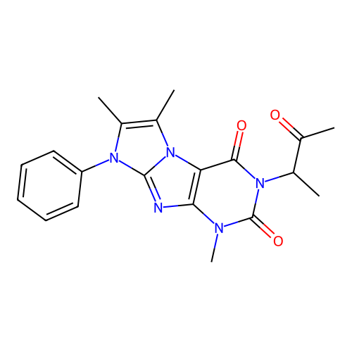 4,7,8-Trimethyl-2-(3-oxobutan-2-yl)-6-phenylpurino[7,8-a]imidazole-1,3-dione structure