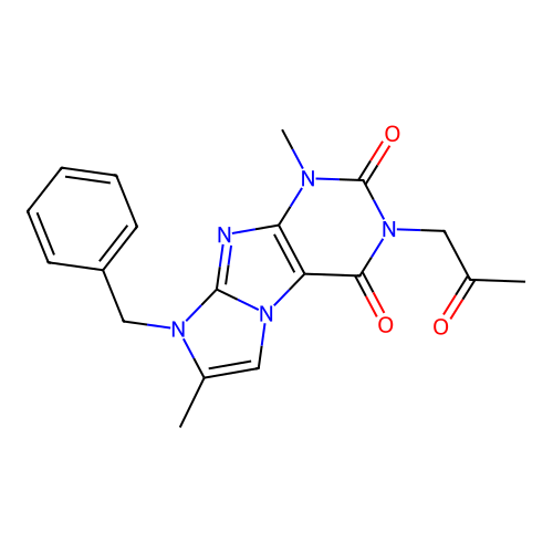 8-benzyl-1,7-dimethyl-3-(2-oxopropyl)-1H-imidazo[2,1-f]purine-2,4(3H,8H)-dione structure