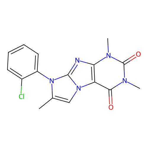 6-(2-Chlorophenyl)-2,4,7-trimethylpurino[7,8-a]imidazole-1,3-dione structure