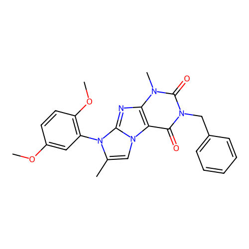 2-Benzyl-6-(2,5-dimethoxyphenyl)-4,7-dimethylpurino[7,8-a]imidazole-1,3-dione structure