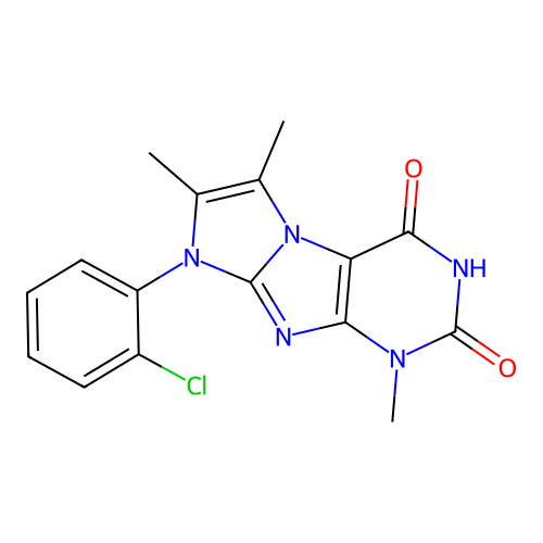 6-(2-Chlorophenyl)-4,7,8-trimethylpurino[7,8-a]imidazole-1,3-dione structure