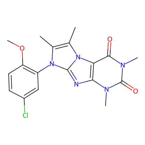 6-(5-Chloro-2-methoxyphenyl)-2,4,7,8-tetramethylpurino[7,8-a]imidazole-1,3-dione structure