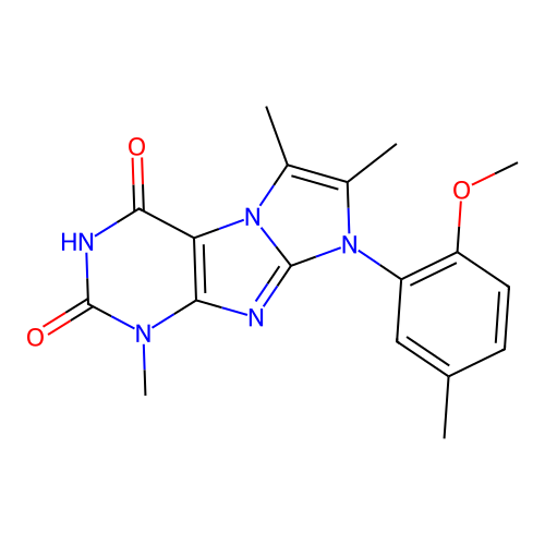 6-(2-Methoxy-5-methylphenyl)-4,7,8-trimethylpurino[7,8-a]imidazole-1,3-dione structure