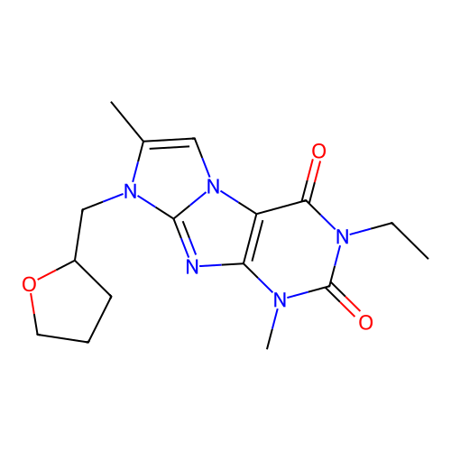 2-Ethyl-4,7-dimethyl-6-(oxolan-2-ylmethyl)purino[7,8-a]imidazole-1,3-dione structure