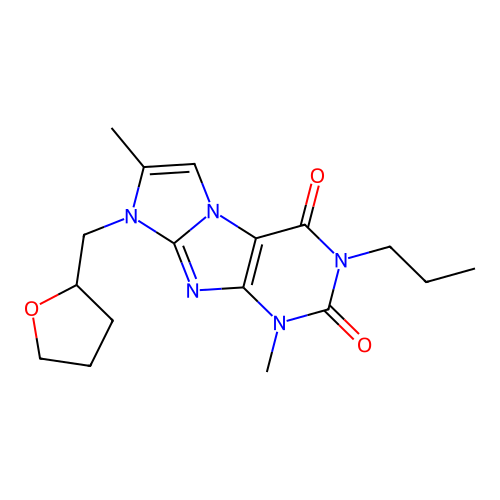4,7-Dimethyl-6-(oxolan-2-ylmethyl)-2-propylpurino[7,8-a]imidazole-1,3-dione structure