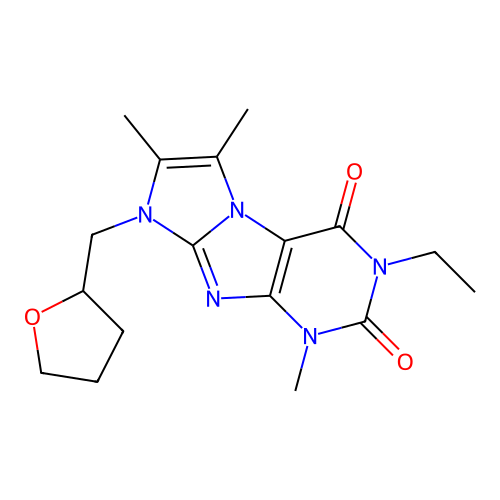 2-Ethyl-4,7,8-trimethyl-6-(oxolan-2-ylmethyl)purino[7,8-a]imidazole-1,3-dione structure