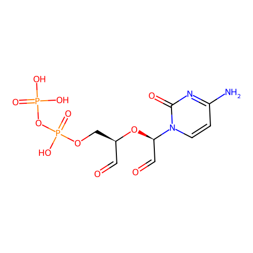 Cytidine 5'-diphosphate 2',3'-dialdehyde structure
