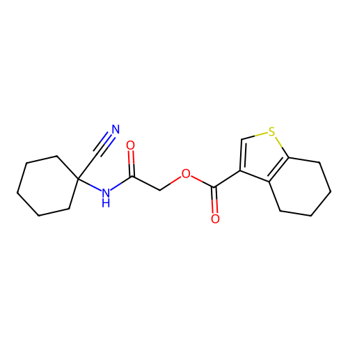 [(1-cyanocyclohexyl)carbamoyl]methyl 4,5,6,7-tetrahydro-1-benzothiophene-3-carboxylate structure