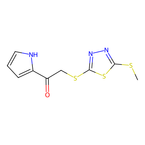 2-((5-(Methylthio)-1,3,4-thiadiazol-2-yl)thio)-1-(1h-pyrrol-2-yl)ethan-1-one structure