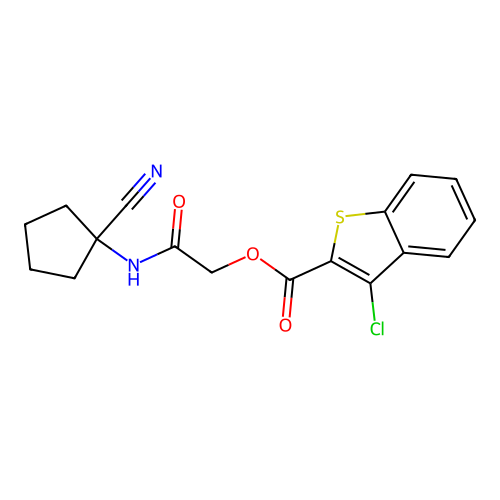 [(1-Cyanocyclopentyl)carbamoyl]methyl 3-chloro-1-benzothiophene-2-carboxylate structure
