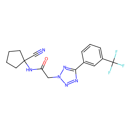 N-(1-cyanocyclopentyl)-2-[5-[3-(trifluoromethyl)phenyl]tetrazol-2-yl]acetamide structure