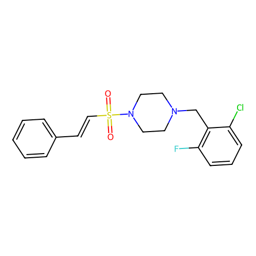 1-[(2-Chloro-6-fluorophenyl)methyl]-4-(2-phenylethenesulfonyl)piperazine structure