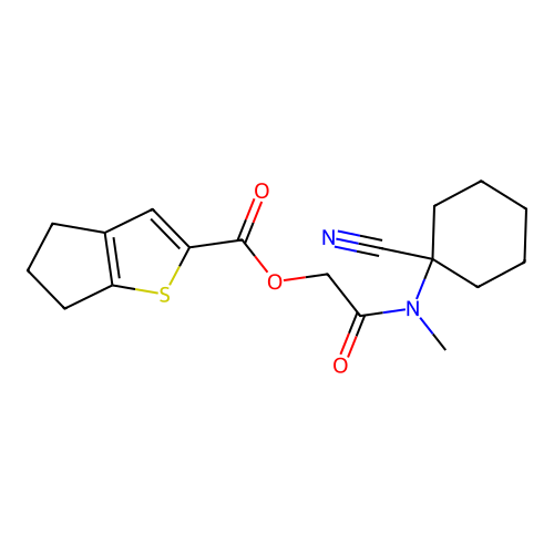 [(1-cyanocyclohexyl)(methyl)carbamoyl]methyl 4H,5H,6H-cyclopenta[b]thiophene-2-carboxylate structure