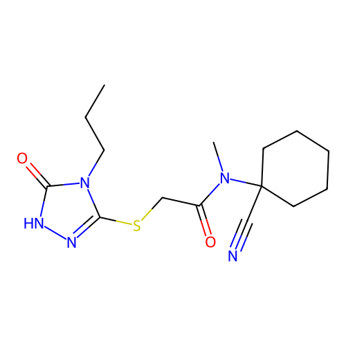 N-(1-cyanocyclohexyl)-N-methyl-2-[(5-oxo-4-propyl-1H-1,2,4-triazol-3-yl)sulfanyl]acetamide structure