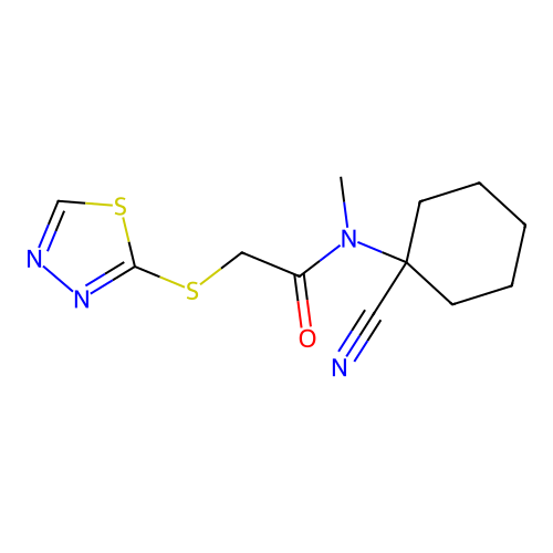 N-(1-cyanocyclohexyl)-N-methyl-2-(1,3,4-thiadiazol-2-ylsulfanyl)acetamide structure