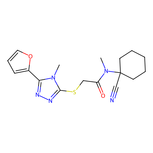 N-(1-cyanocyclohexyl)-2-{[5-(furan-2-yl)-4-methyl-4H-1,2,4-triazol-3-yl]sulfanyl}-N-methylacetamide structure