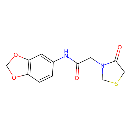 N-(1,3-benzodioxol-5-yl)-2-(4-oxo-1,3-thiazolidin-3-yl)acetamide structure