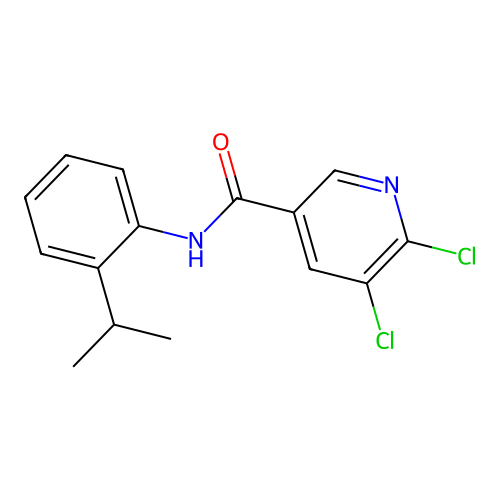 5,6-dichloro-N-[2-(propan-2-yl)phenyl]pyridine-3-carboxamide structure