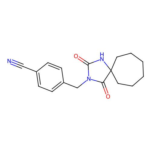 4-((2,4-Dioxo-1,3-diazaspiro[4.6]undecan-3-yl)methyl)benzonitrile structure
