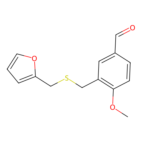 3-{[(2-Furylmethyl)thio]methyl}-4-methoxybenzaldehyde structure