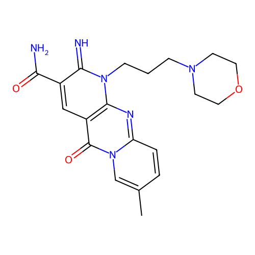 6-imino-13-methyl-7-[3-(morpholin-4-yl)propyl]-2-oxo-1,7,9-triazatricyclo[8.4.0.0^{3,8}]tetradeca-3(8),4,9,11,13-pentaene-5-carboxamide structure