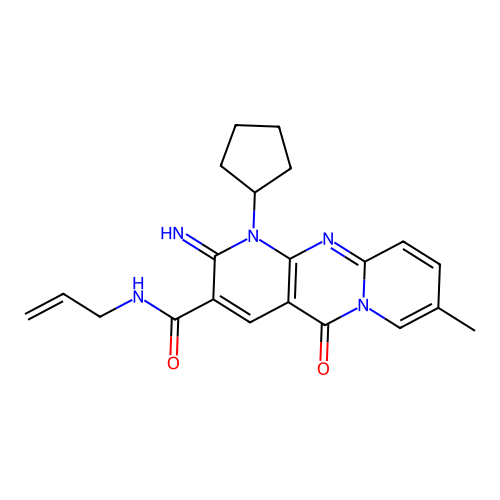 7-cyclopentyl-6-imino-13-methyl-2-oxo-N-(prop-2-en-1-yl)-1,7,9-triazatricyclo[8.4.0.0^{3,8}]tetradeca-3(8),4,9,11,13-pentaene-5-carboxamide structure