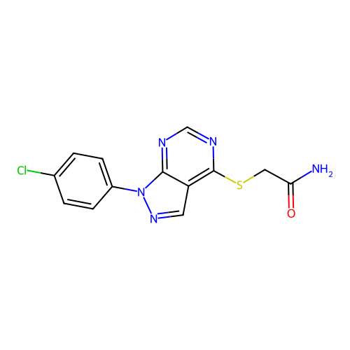 2-((1-(4-chlorophenyl)-1H-pyrazolo[3,4-d]pyrimidin-4-yl)thio)acetamide structure
