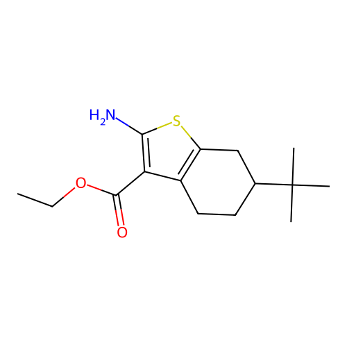 Ethyl 2-amino-6-tert-butyl-4,5,6,7-tetrahydro-1-benzothiophene-3-carboxylate structure