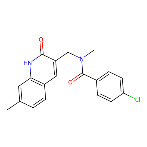 4-chloro-N-methyl-N-[(7-methyl-2-oxo-1H-quinolin-3-yl)methyl]benzamide structure