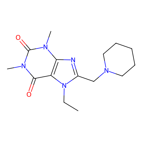 7-Ethyl-1,3-dimethyl-8-(piperidin-1-ylmethyl)purine-2,6-dione structure
