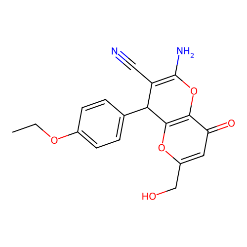 2-amino-4-(4-ethoxyphenyl)-6-(hydroxymethyl)-8-oxo-4,8-dihydropyrano[3,2-b]pyran-3-carbonitrile structure