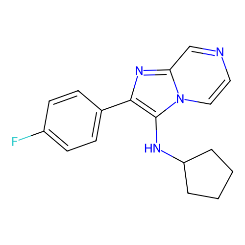 N-cyclopentyl-2-(4-fluorophenyl)imidazo[1,2-a]pyrazin-3-amine structure