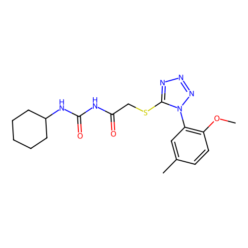 N-[(Cyclohexylamino)carbonyl]-2-[[1-(2-methoxy-5-methylphenyl)-1H-tetrazol-5-yl]thio]acetamide structure