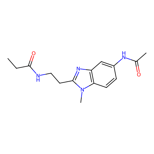 N-{2-[5-(acetylamino)-1-methyl-1H-benzimidazol-2-yl]ethyl}propanamide structure