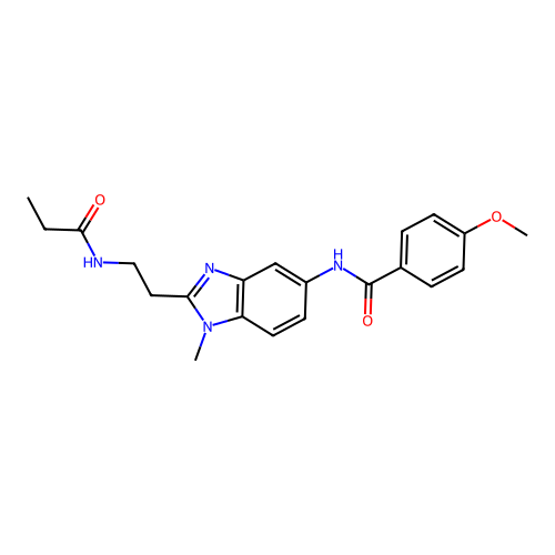 4-methoxy-N-{1-methyl-2-[2-(propanoylamino)ethyl]-1H-benzimidazol-5-yl}benzamide structure