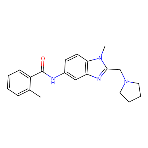 2-methyl-N-[1-methyl-2-(pyrrolidin-1-ylmethyl)-1H-benzimidazol-5-yl]benzamide structure