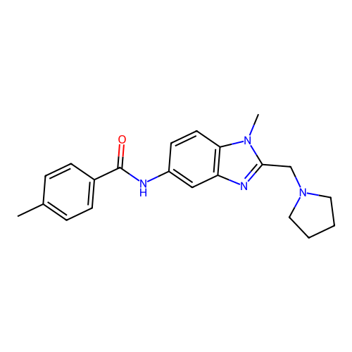 4-methyl-N-[1-methyl-2-(pyrrolidin-1-ylmethyl)-1H-benzimidazol-5-yl]benzamide structure