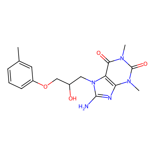 8-Amino-7-[2-hydroxy-3-(3-methylphenoxy)propyl]-1,3-dimethylpurine-2,6-dione structure