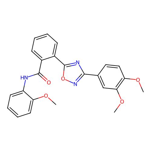 2-[3-(3,4-dimethoxyphenyl)-1,2,4-oxadiazol-5-yl]-N-(2-methoxyphenyl)benzamide structure