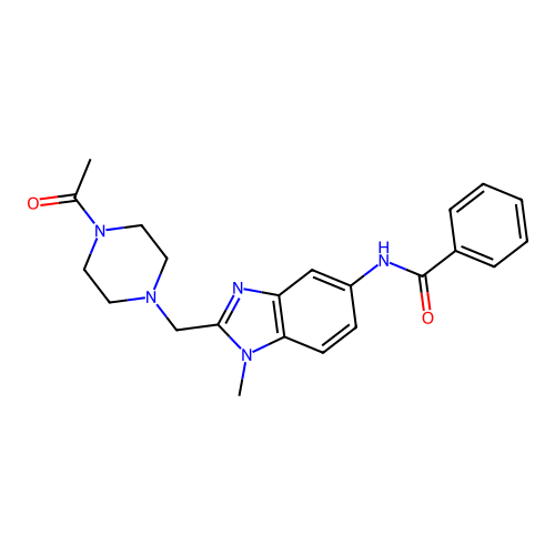 N-[2-[(4-acetylpiperazin-1-yl)methyl]-1-methylbenzimidazol-5-yl]benzamide structure