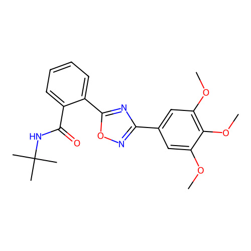 N-tert-butyl-2-[3-(3,4,5-trimethoxyphenyl)-1,2,4-oxadiazol-5-yl]benzamide structure