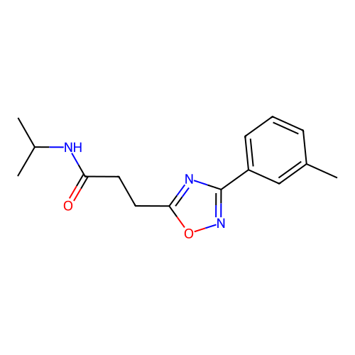 3-[3-(3-methylphenyl)-1,2,4-oxadiazol-5-yl]-N-propan-2-ylpropanamide structure
