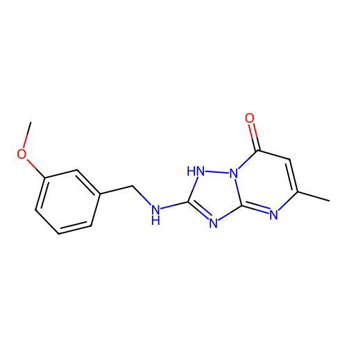 2-[(3-methoxybenzyl)amino]-5-methyl[1,2,4]triazolo[1,5-a]pyrimidin-7(4H)-one structure