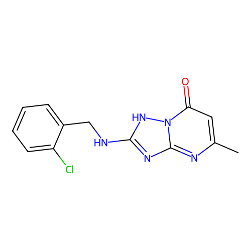 2-[(2-chlorobenzyl)amino]-5-methyl[1,2,4]triazolo[1,5-a]pyrimidin-7(3H)-one structure