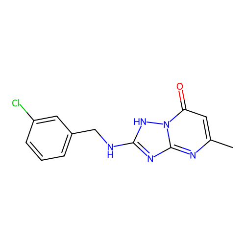 2-[(3-chlorobenzyl)amino]-5-methyl[1,2,4]triazolo[1,5-a]pyrimidin-7(4H)-one structure