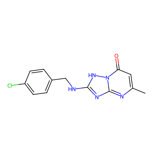 2-[(4-chlorobenzyl)amino]-5-methyl[1,2,4]triazolo[1,5-a]pyrimidin-7(4H)-one structure