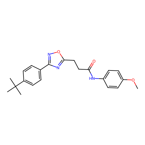 3-[3-(4-tert-butylphenyl)-1,2,4-oxadiazol-5-yl]-N-(4-methoxyphenyl)propanamide structure