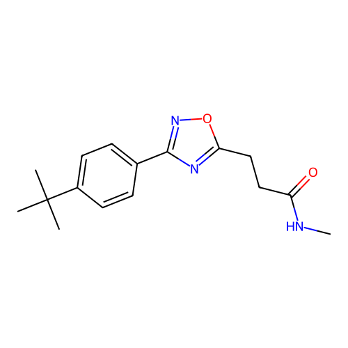 3-[3-(4-tert-butylphenyl)-1,2,4-oxadiazol-5-yl]-N-methylpropanamide structure