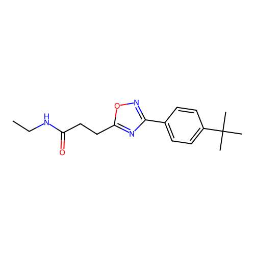 3-[3-(4-tert-butylphenyl)-1,2,4-oxadiazol-5-yl]-N-ethylpropanamide structure