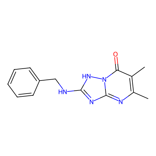 2-(benzylamino)-5,6-dimethyl[1,2,4]triazolo[1,5-a]pyrimidin-7(4H)-one structure